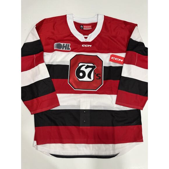 NWT!-CCM OHL Ottawa 67‘s Authentic Jersey Size 54 Red & White - Picture 1 of 9